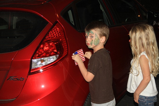 red white and blue on you