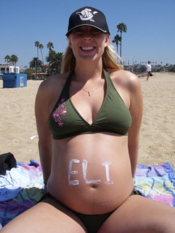 Pregnant at the beach