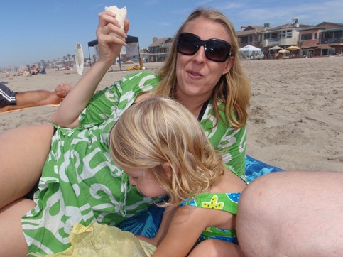 eating at the beach