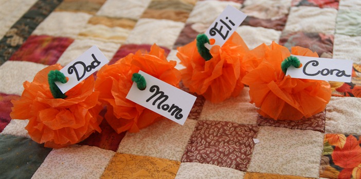 tissue pumpkin place cards
