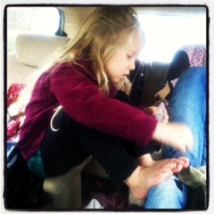 painting nails in the car