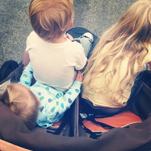 3 kids in a double stroller