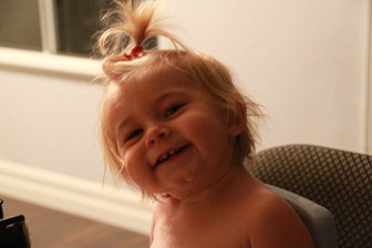 bacon on baby's head