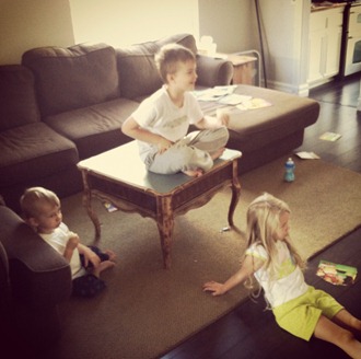 kids in front of tv