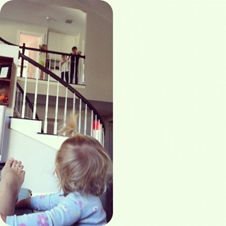 launching paper airplanes from the stairs