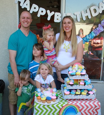 Rainbow unicorn family