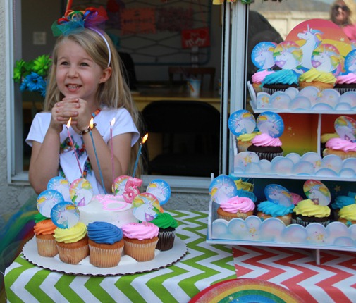 Rainbow unicorn party cake